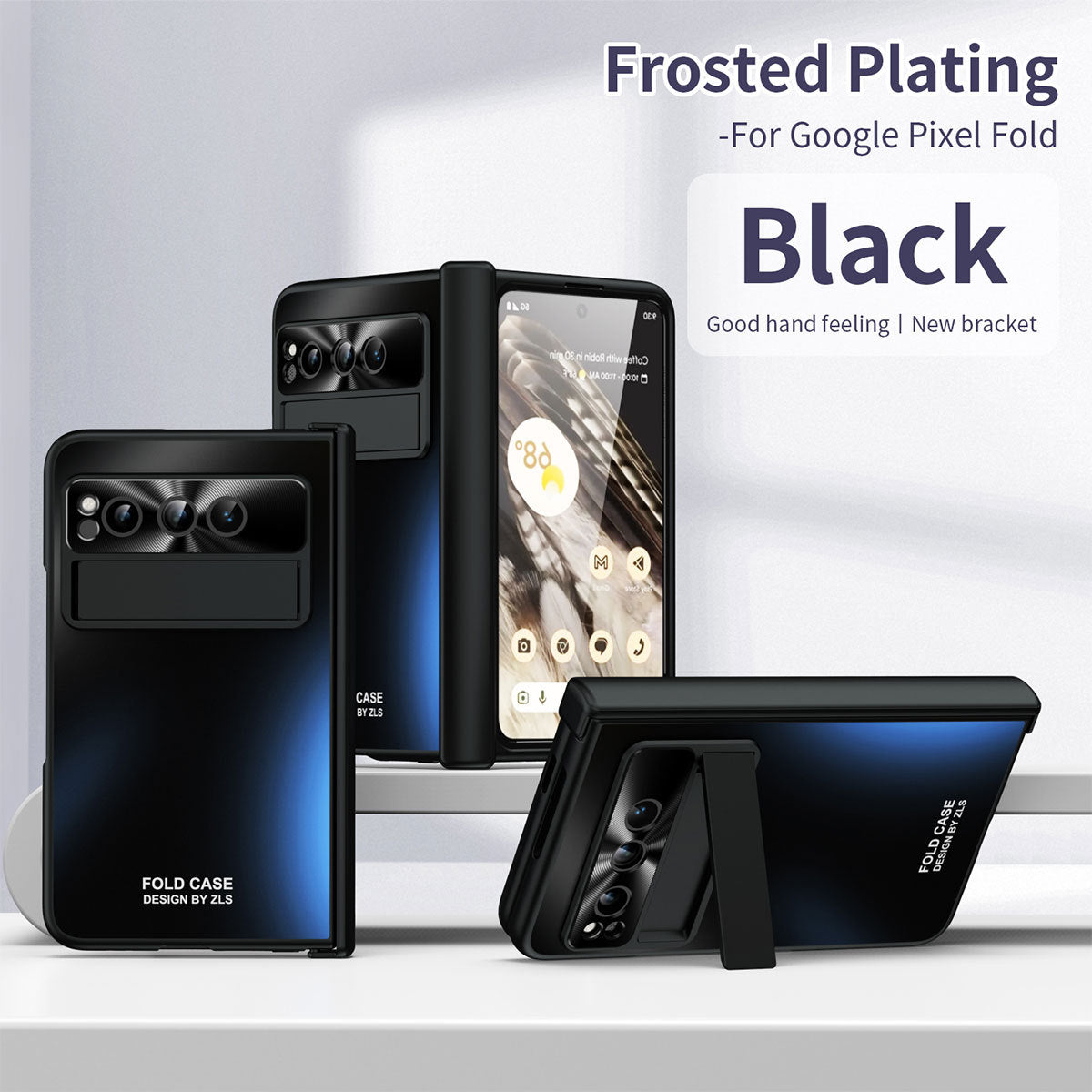 Frosted Plating Google Pixel Fold Case with Hinge Protector Screen Protector and Hidden Kickstand - Mycasety Mycasety