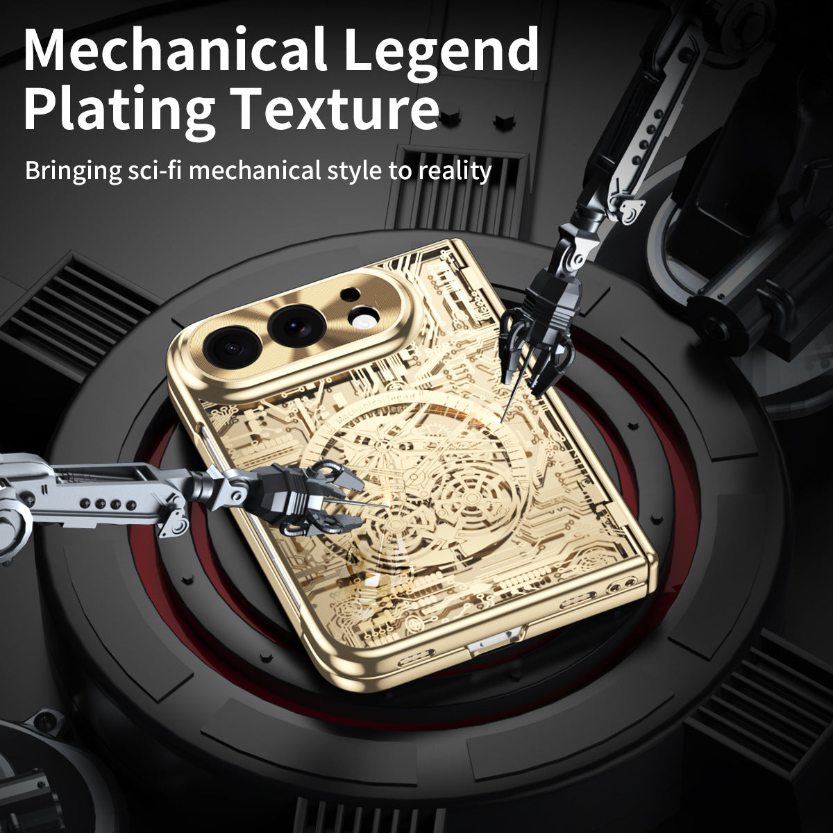 iPhone Duo | Mechanical-Pattern Case Built-in Tempered Glass Film & Hinge Protection