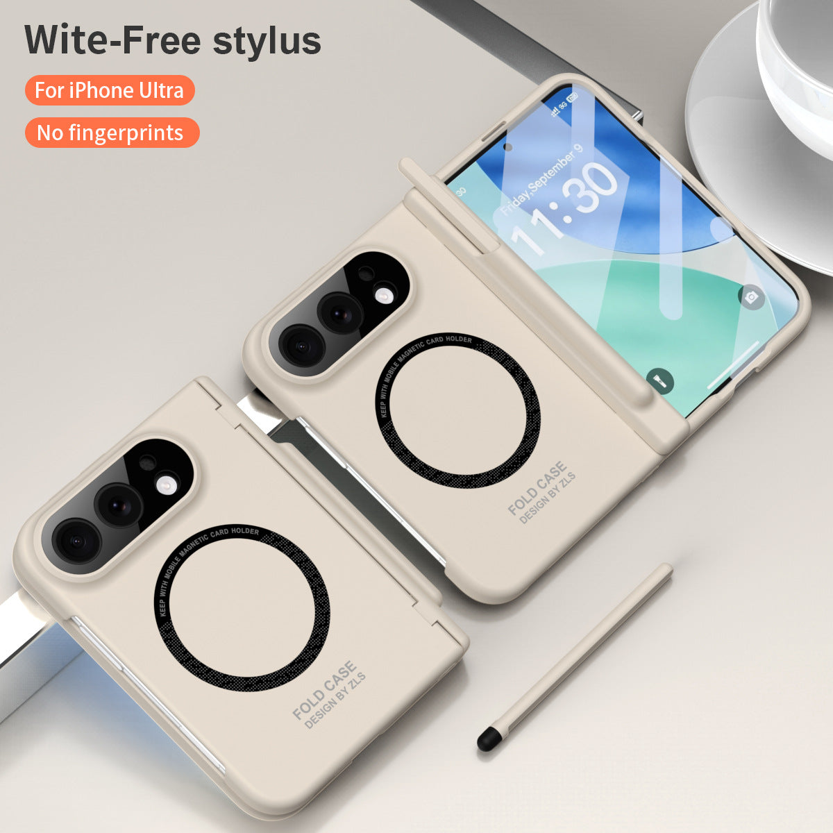 iPhone Duo | Textured Protection Case Built-in Tempered Glass Film & Magnetic Ring & Stylus