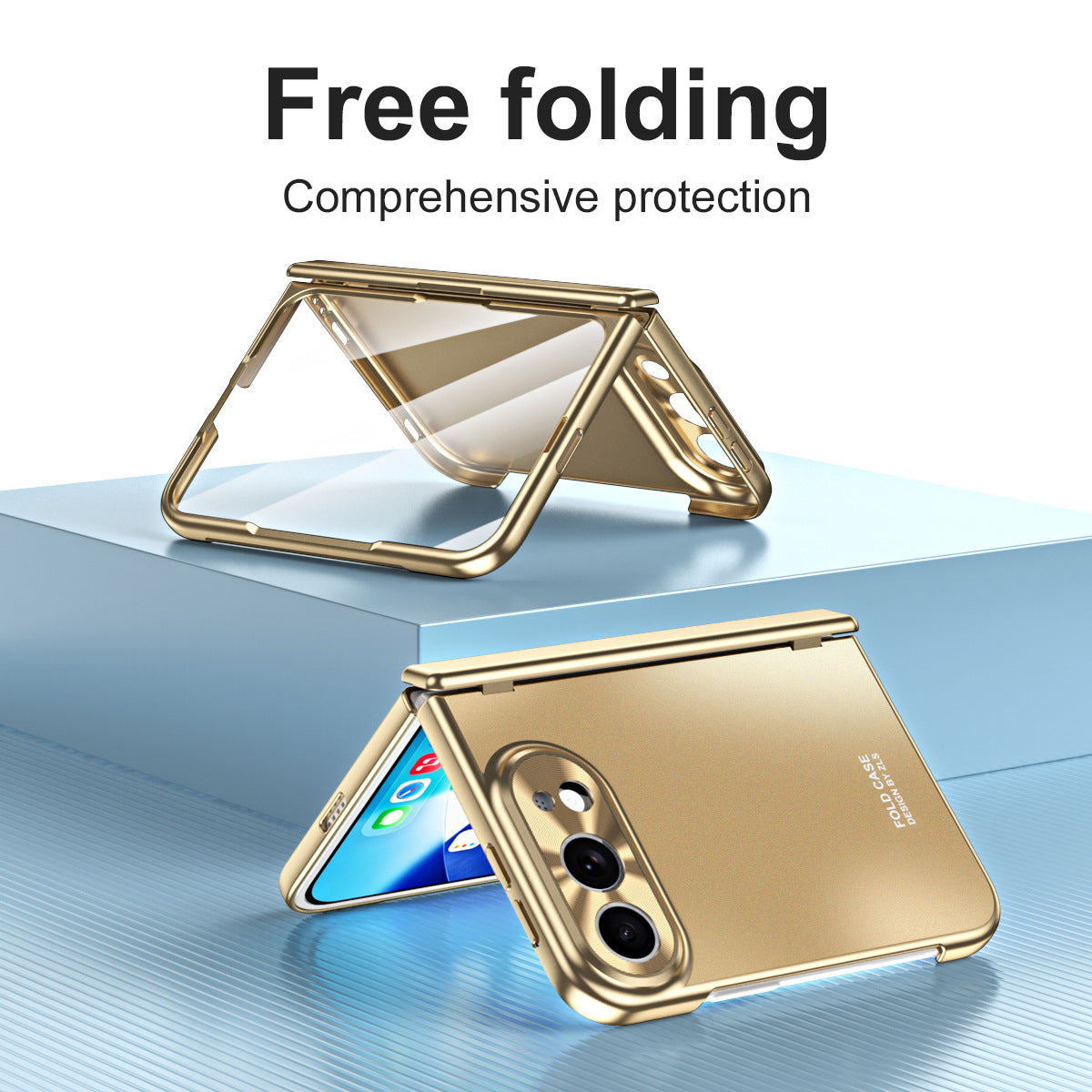iPhone Duo | Smooth Electroplated Case with Hinge Protection & Tempered Glass