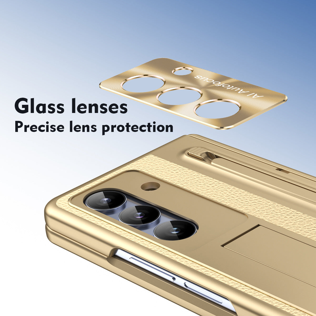 Leather Golden Electroplated Phone Case With Back Screen Glass and Stylus For Galaxy Z Fold 7/6/5/4