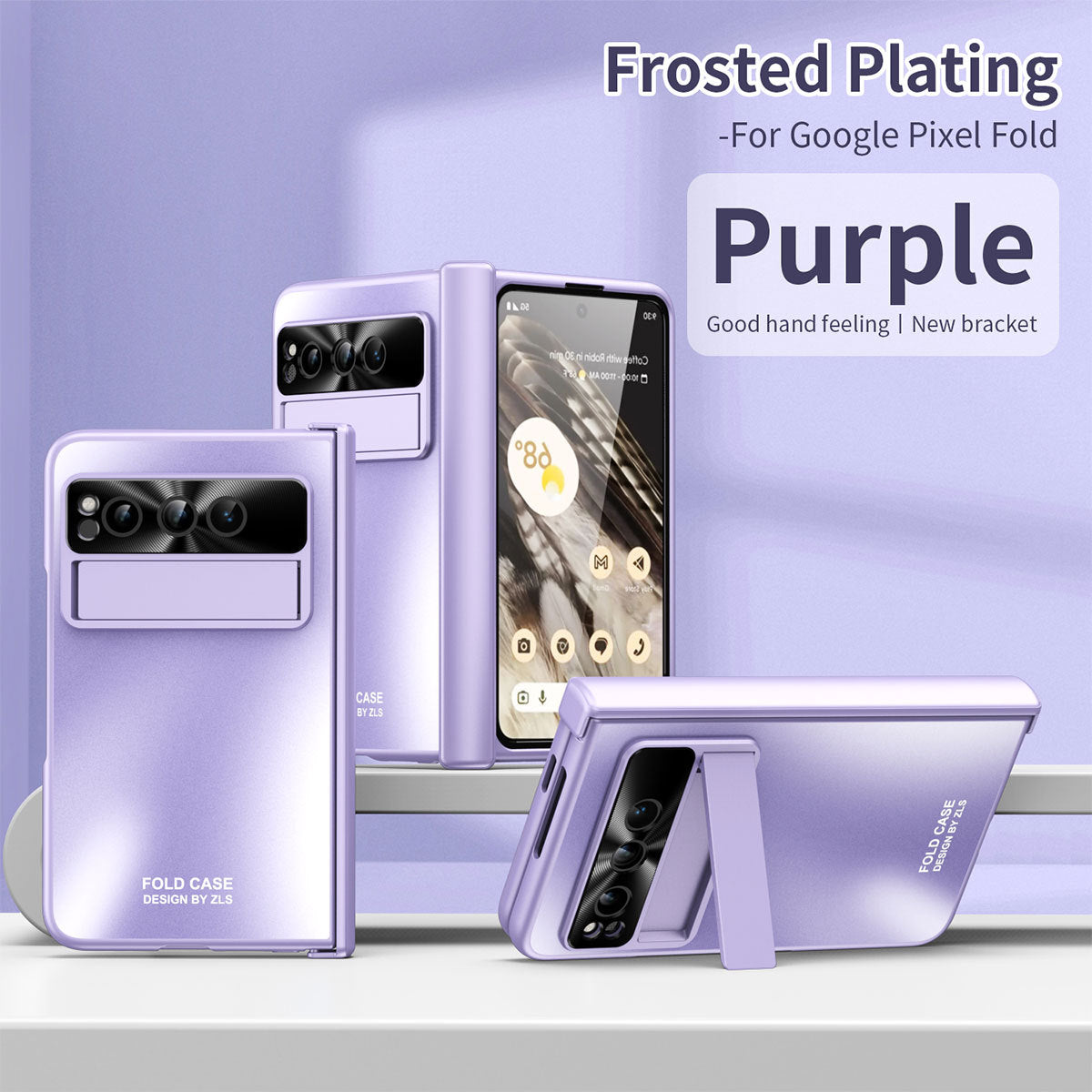 Frosted Plating Google Pixel Fold Case with Hinge Protector Screen Protector and Hidden Kickstand - Mycasety Mycasety
