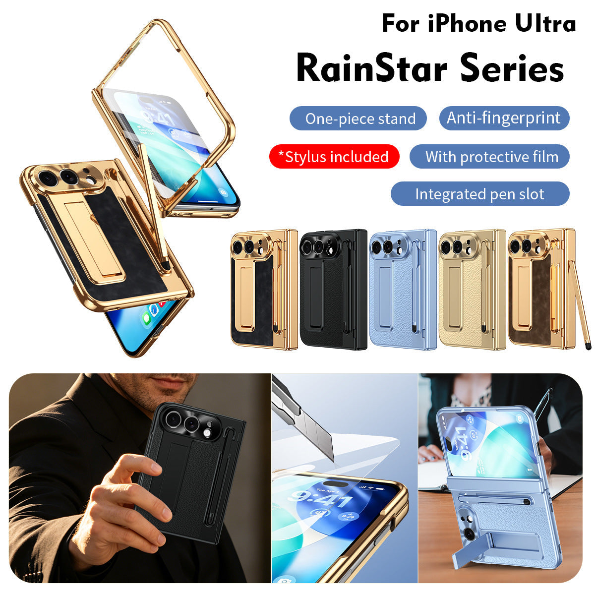 iPhone Duo | Textured Kickstand Case with Stylus & Tempered Glass