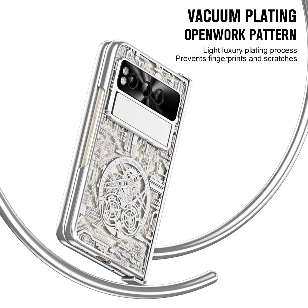 Electroplating Google Pixel Fold Case All Inclusive Double Pen Tray Hinge with Screen Protector and Free stylus - Mycasety Mycasety