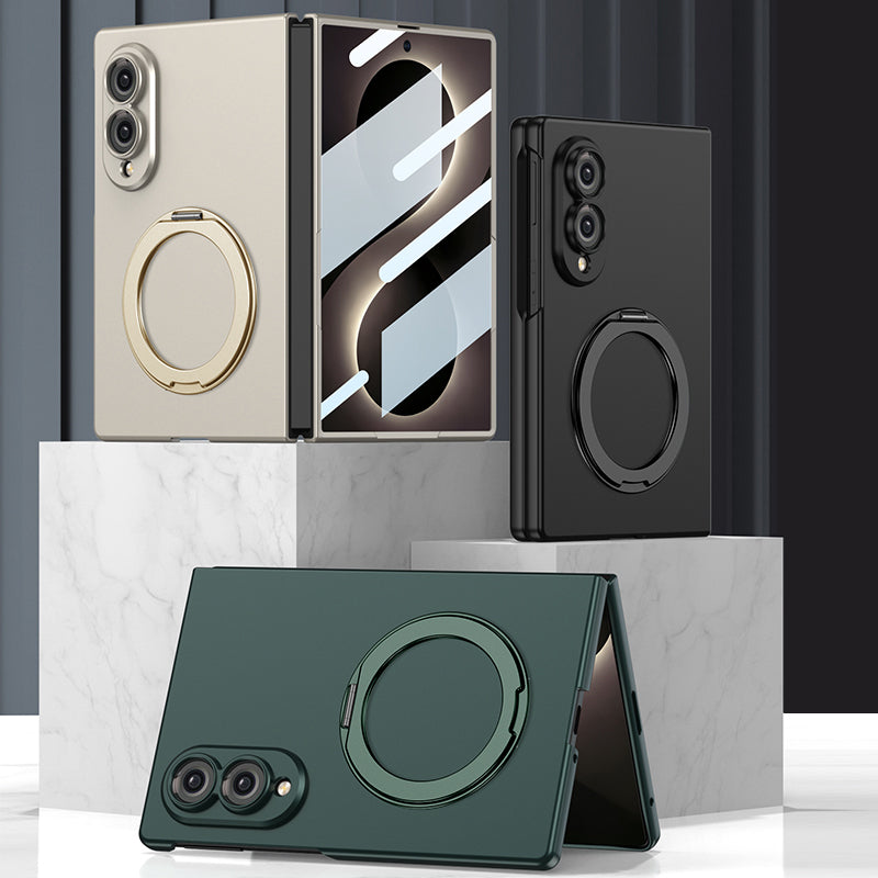 Samsung Galaxy Z Fold8 | Ultra-Slim Metal Ring Stand Case with Built-In Screen Protector