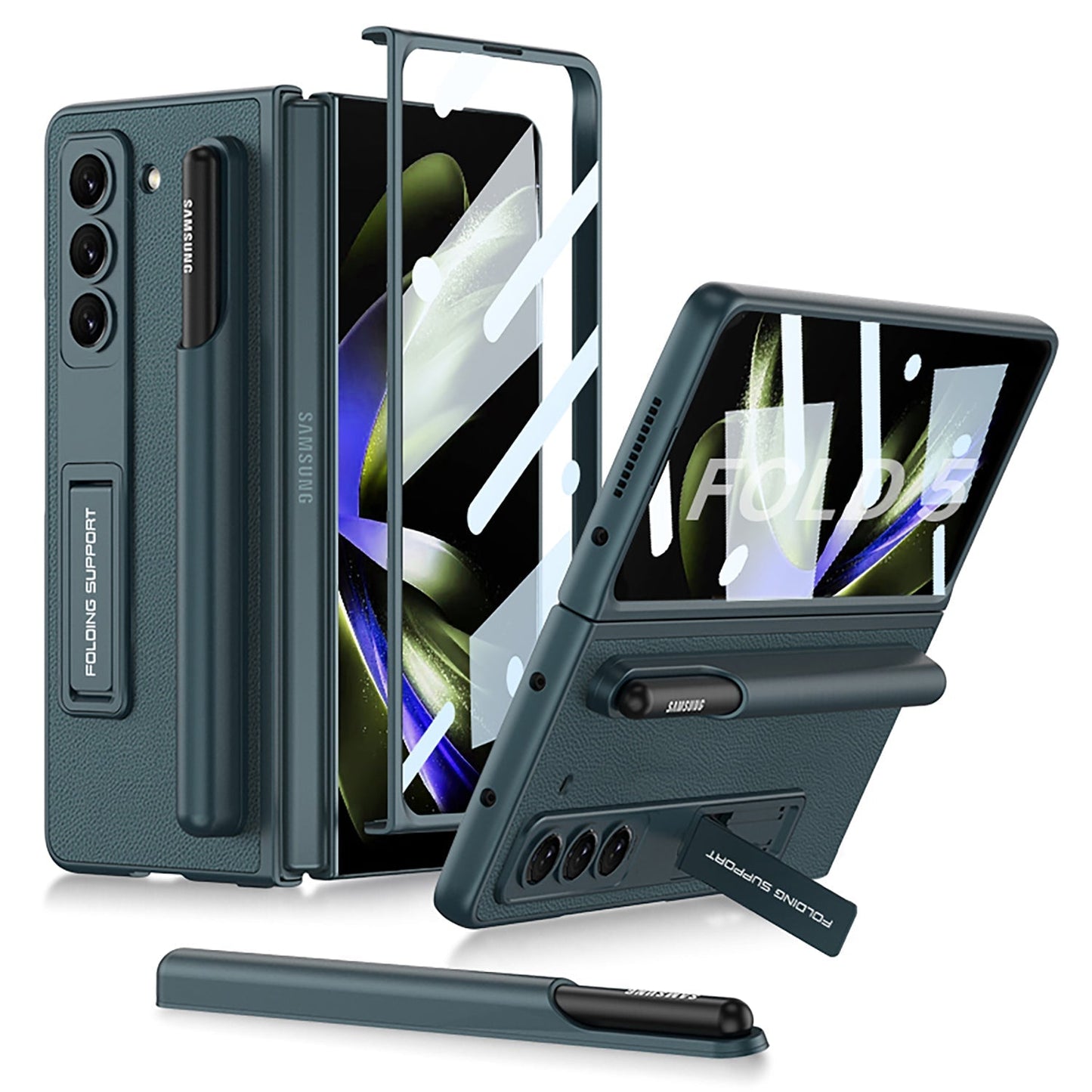 Samsung Galaxy Z Fold5 Full Inclusive Case with Pen Holder and Stand - Mycasety Mycasety