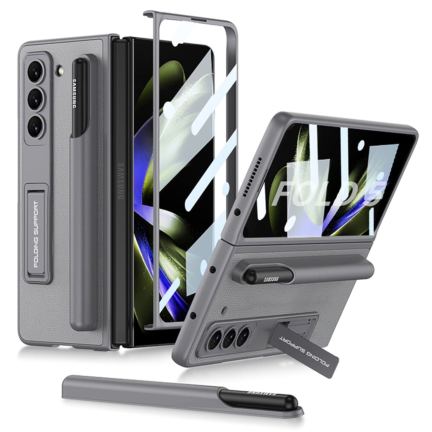 Samsung Galaxy Z Fold5 Full Inclusive Case with Pen Holder and Stand - Mycasety Mycasety