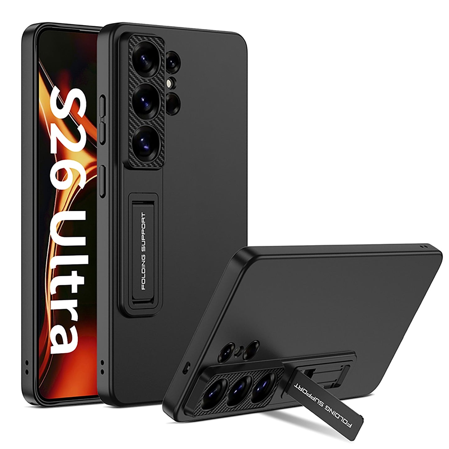 Black ultra-thin kickstand case for Samsung Galaxy S26 Ultra