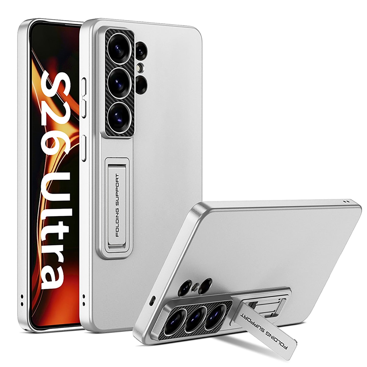 Silver ultra-thin kickstand case for Samsung Galaxy S26 Ultra