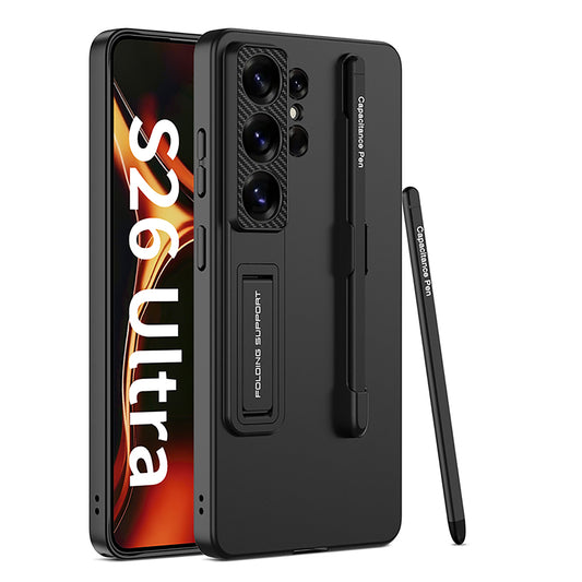 Black ultra thin kickstand case with pen slot and stylus for Samsung Galaxy S26 Ultra